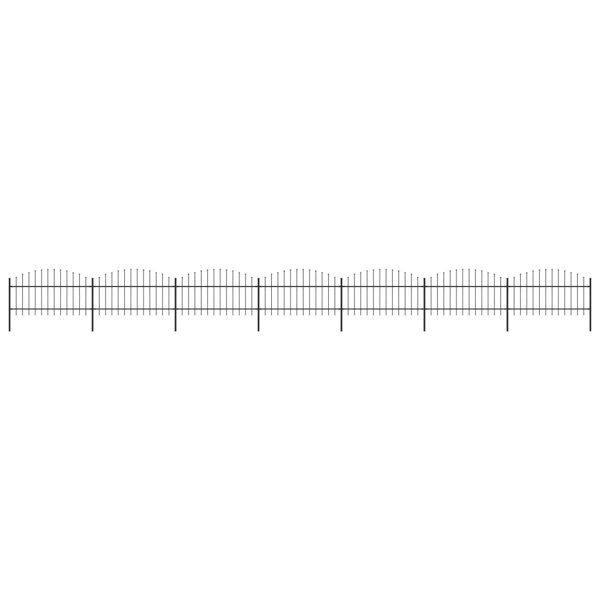 Berkfield Garden Fence with Spear Top Steel (1-1.25)x11.9 m Black