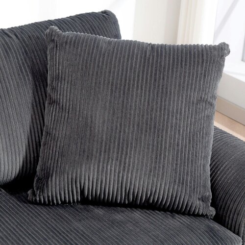 Wyld Haus Mimi Corduroy Grey 3 Seater Jumbo Sofa With Scatter Cushions