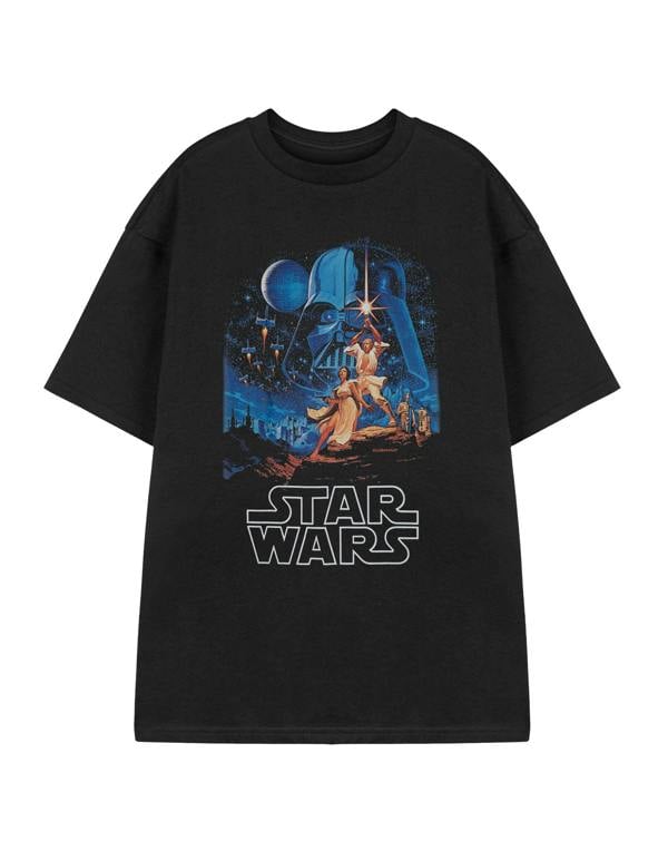 Star Wars Mens Black Vintage Short Sleeved T-Shirt