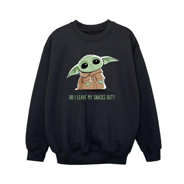 Star Wars Boys The Mandalorian Grogu Snacks Meme Sweatshirt - Black