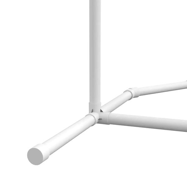 White agility pole base and connector joints, close-up
