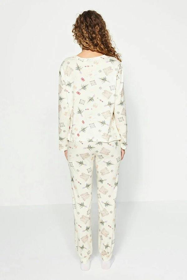 WOVCOR 2-Piece 100% Cotton Winter Themed Knit Pajama Set