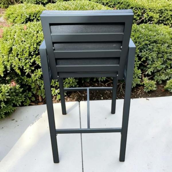 The Garden Marketplace Monaco 2 Seater Tall Garden Bar Table & Stool Bistro Set – Grey Powder-Coated Aluminium with Grey Glass Top (70 x 70cm)