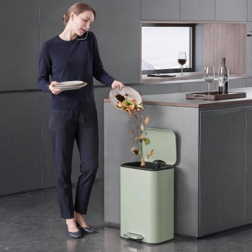 HOMCOM 20L Kitchen Bin, Pedal Bin with Removable Bucket, Light Green