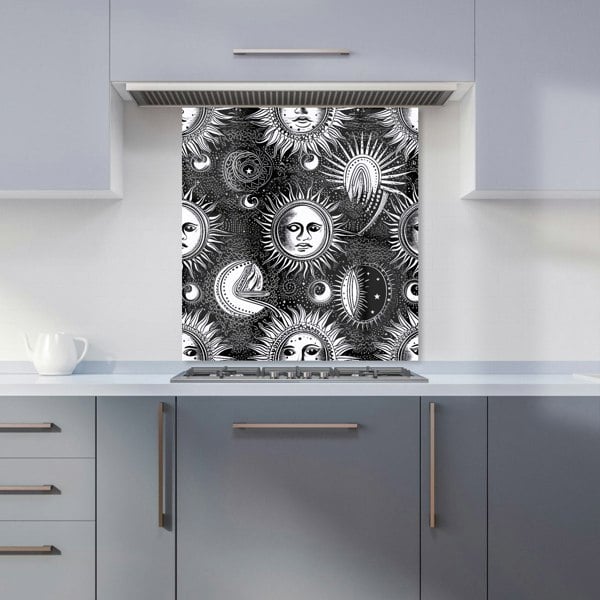 Warren Reed - Designer Moon and Sun Black White Kitchen Splashback