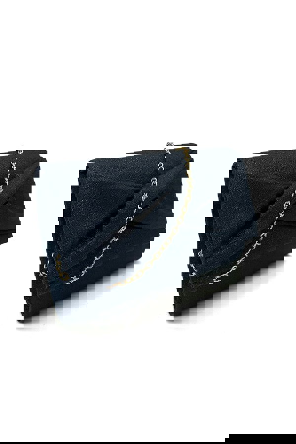 Pluspup Pleated Glitter Clutch Bag with Chain Strap