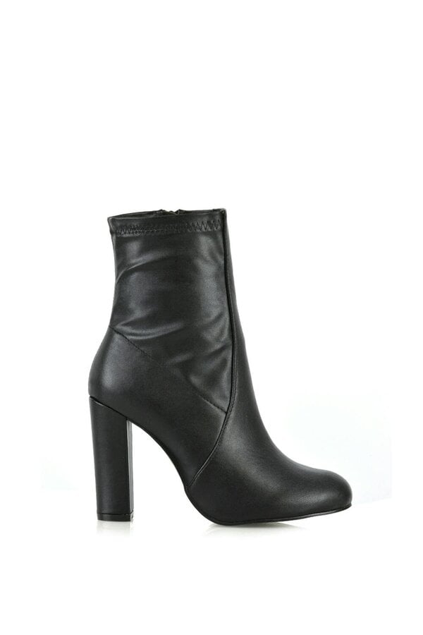 XY LONDON Block High Heeled Zip-up Stretch Sock Ankle Boots