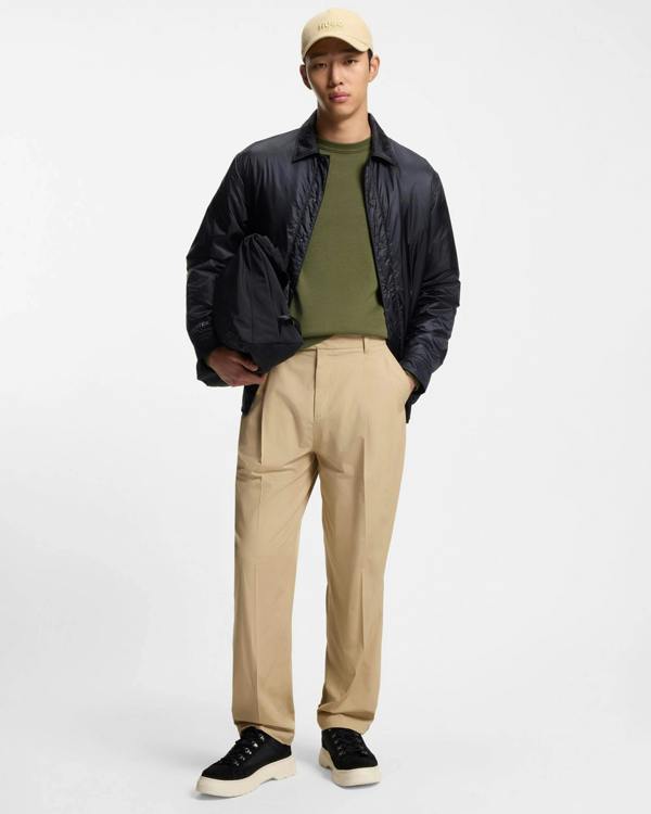 HUGO San Cassius - C2 Mens Crew Neck Jumper - Olive 389 | CHO | Designer Mens Crew Neck Jumpers