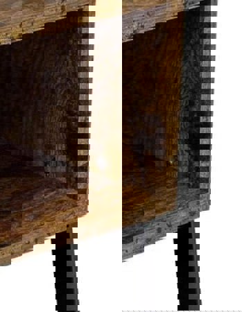 Modcraft Industrial Rustic Bedside Table Stackable 2 Tier Side Table with Storage Shelf Brown