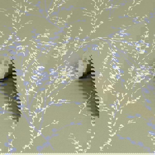 Laura Ashley Pussy Willow Wallpaper - Moss Green - 10m