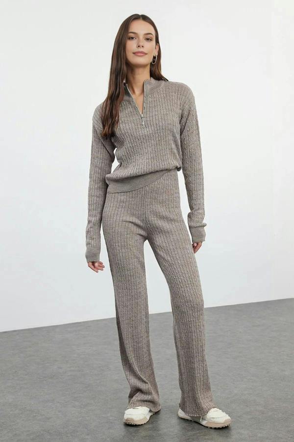 WOVCOR 2-Piece Zip-Up Knit Top & Pants Set