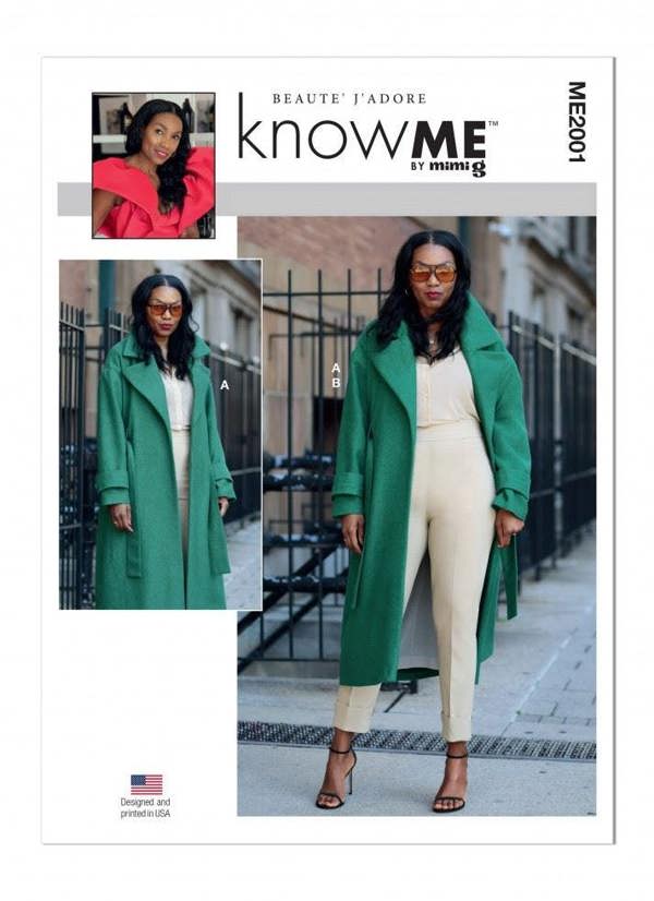 Know Me Sewing Pattern 2001, Coats, Trousers for Women, W2 (20W-22W-24W-26W-28W) - Intermediate