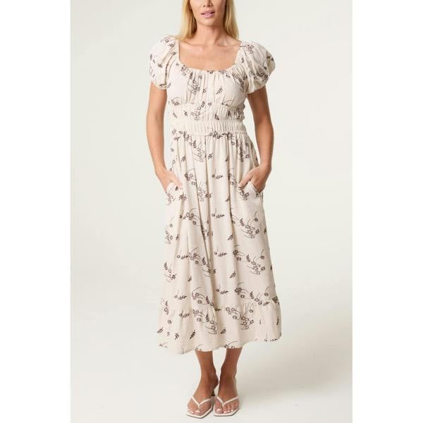 Blue Vanilla Embroidery Milkmaid Midi Dress