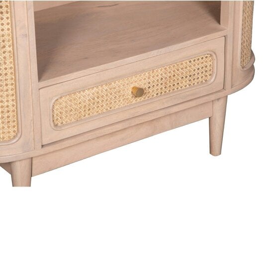 Wyld Haus Chicago Cane Rattan and Natural Mango Wood Display Shelving Unit with Drawer