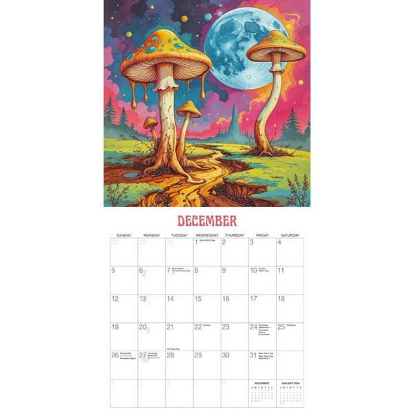 Trippy Shrooms Calendar 2027, Wall Calendars, Month To View, Natural World, Gift