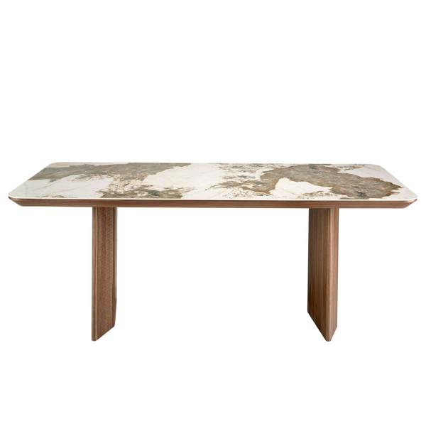 Angel Cerdá Rectangular porcelain marble and walnut dining table 1129