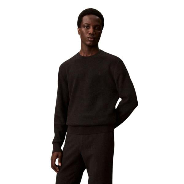 Calvin Klein Mens Waffle Knit Jumper - Black - 