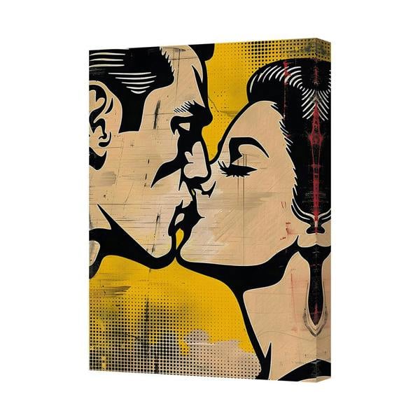 Benjamin Tate Design UK Made Pop Art Canvas Print Kissing Scene Gallery Wrapped