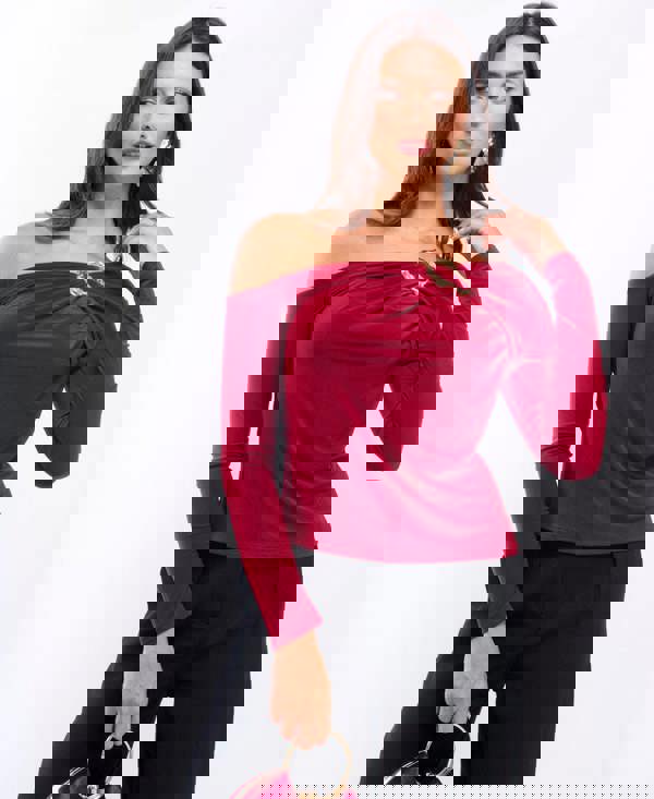 Needs No Label Burgundy Jersey Hardware Top