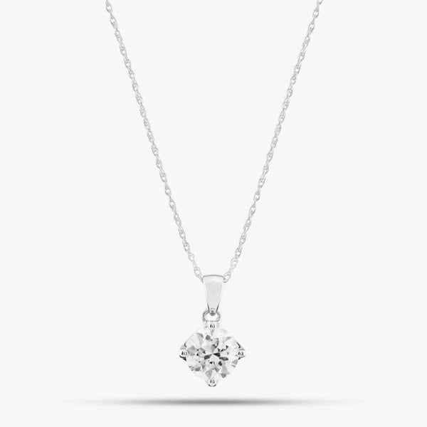 T. H. Baker 9ct White Gold Certificated Lab Grown 1.00ct Brilliant Cut Diamond Pendant Necklace LGP3119-100AN (WG)