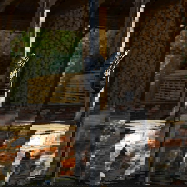 Samuel Alexander Outdoor 4 Person Round Glass Top Garden Dining Table & Chairs Set with Grey Havana Parasol