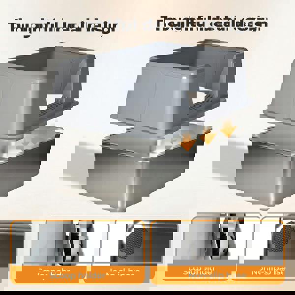 Skylos Stainless Steel Cat Litter Box High Sided Litter Tray with Scoop Pedal