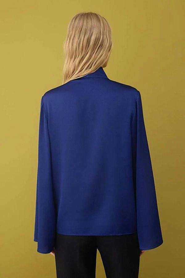 WOVCOR Satin Scarf Detail Woven Blouse