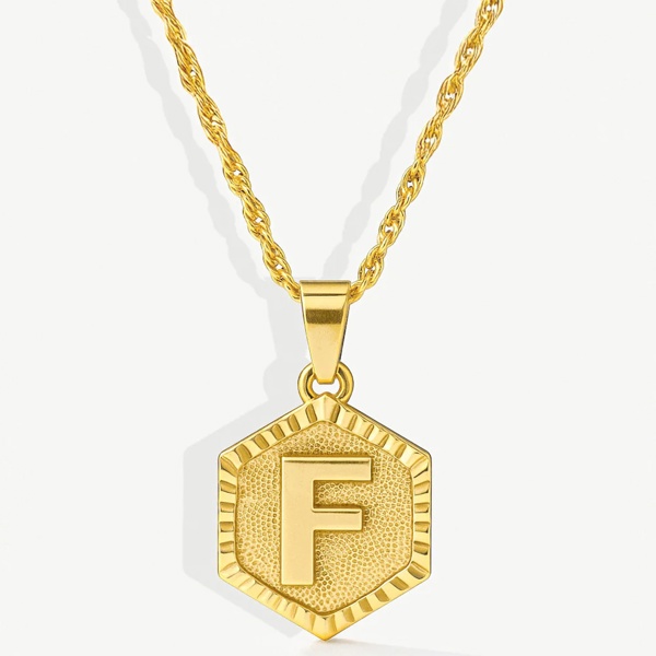 MUCHV Initial Coin Necklace With Singapore Chain