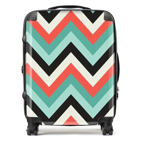 Warren Reed Geometric Colored Chevron Pattern Suitcase