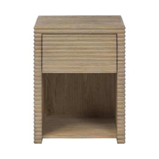 Wyld Haus Mandarina Weathered Oak Ribbed One Drawer Bedside Table