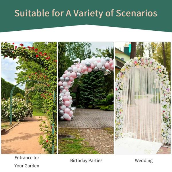 Black metal garden arch trellis for garden entrance, parties, and wedding decor