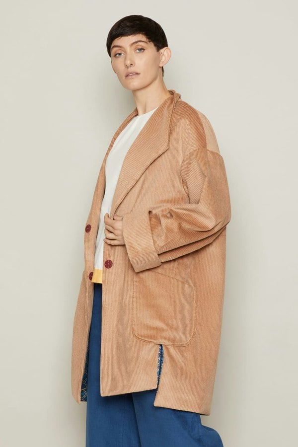 Bo Carter Hilmar Corduroy Oversized Jacket - Beige