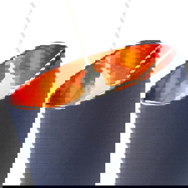 Modern Midnight Blue Cotton Lamp Shade with Brushed Gold Inner Lining Image 4