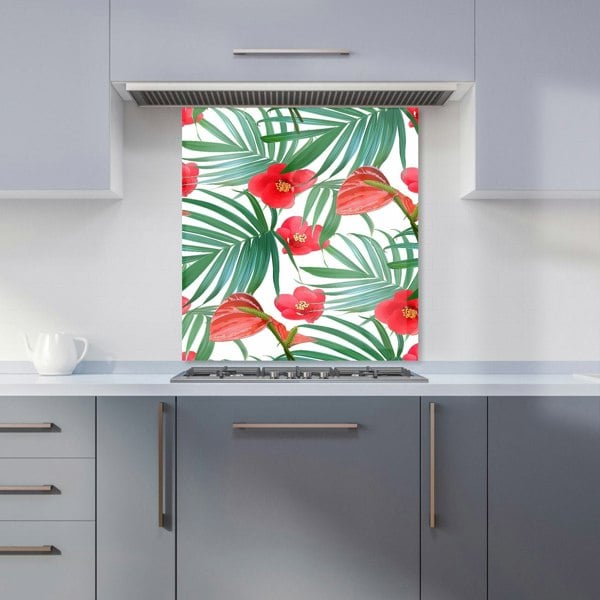 Warren Reed - Designer Tropical Flowers, Palm Leaves Hawaiian Kitchen Splashback