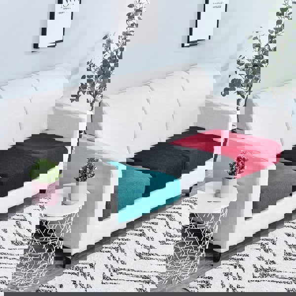 Anyhouz Anyseat Sofa Cover Teal Blue Polyester Thick Stretchable Cushion For Living Room 1Pc Enlarge Size 160-185cmx85-105cm