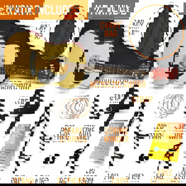 3rd Avenue Full Size Acoustic Guitar Premium Pack Natural Acoustic Guitars#Colour_Natural