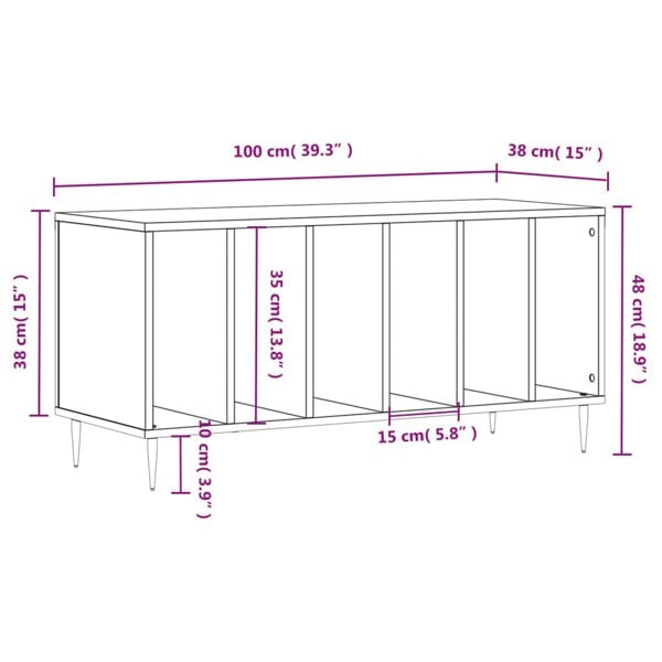 Berkfield Record Cabinet Smoked Oak 100x38x48 cm Engineered Wood