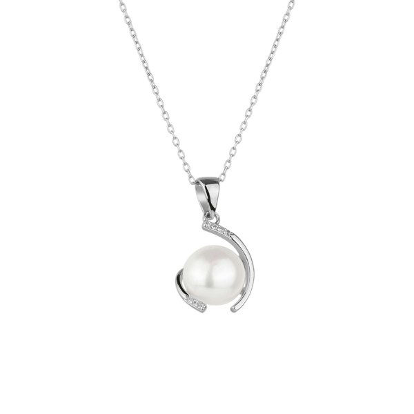 Spero London Sterling Silver Whimsy Swirl Pearl Necklace