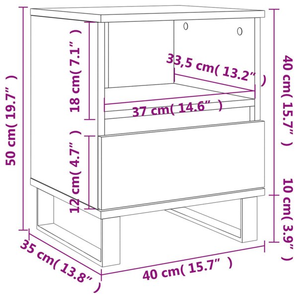 Berkfield Bedside Cabinet Concrete Grey 40x35x50 cm Engineered Wood