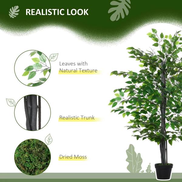 Artificial potted tree with realistic green leaves and trunk, low-maintenance design