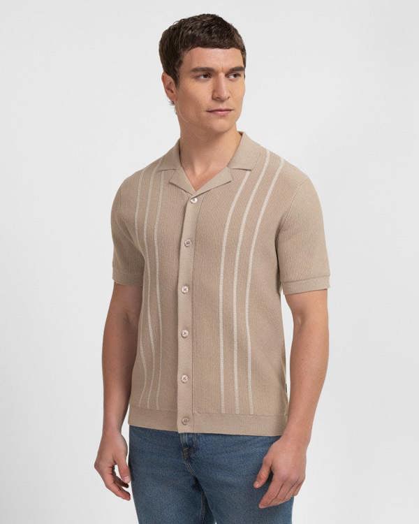 Steel & Jelly Holborn - Stripe Textured Short Sleeve Shirt