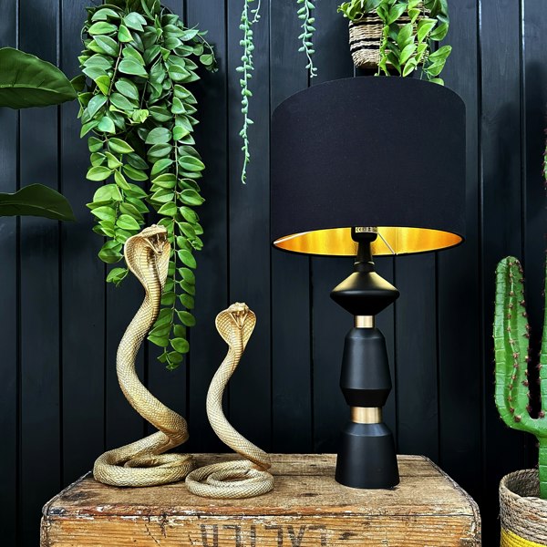 Love Frankie Jet Black Cotton Lampshade with Gold Foil Lining