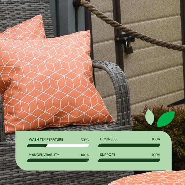 Gardenwize Pair of Outdoor Scatter Cushions – Orange Cube Design