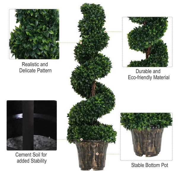Artificial spiral plant with dense green leaves in a stable brown textured pot