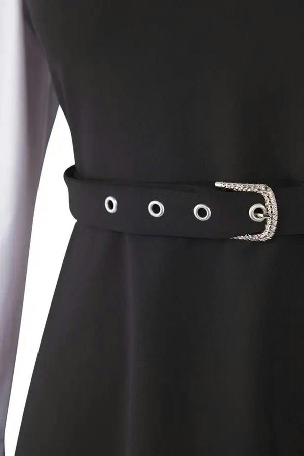 WOVCOR Belted Shirt Detail Mini Woven Dress