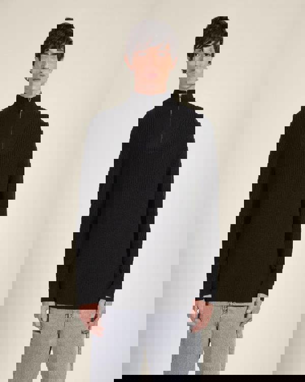 Larsson & Co Rib Panel Knitted 1/4 Zip Sweater