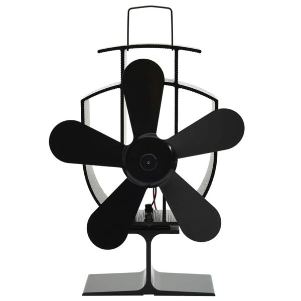 Berkfield Heat Powered Stove Fan 5 Blades Black