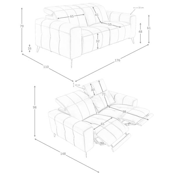 Angel Cerdá Relax sofa in grey leather 6209/6210