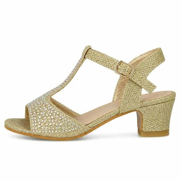 Spot On Girls Spot On Mid Heel T Bar Sandal With Buckle Ankle Strap H1123