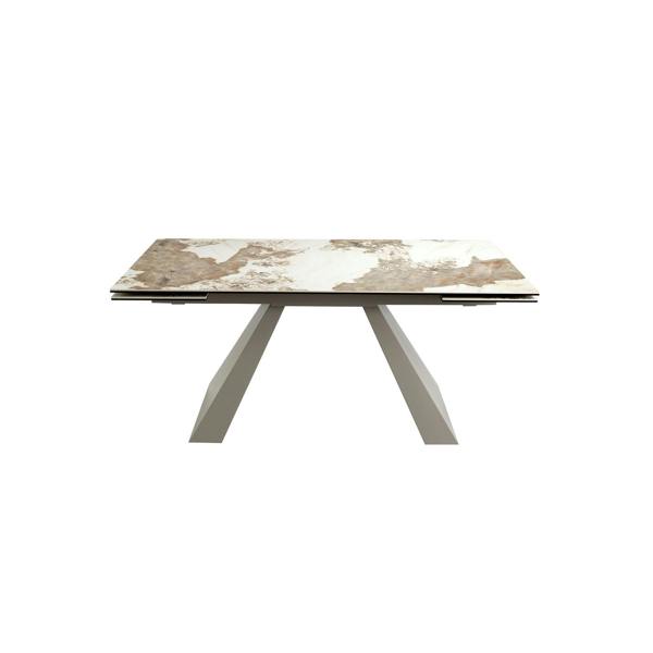 Angel Cerdá Rectangular extending dining table in porcelain marble and taupe grey steel 1124